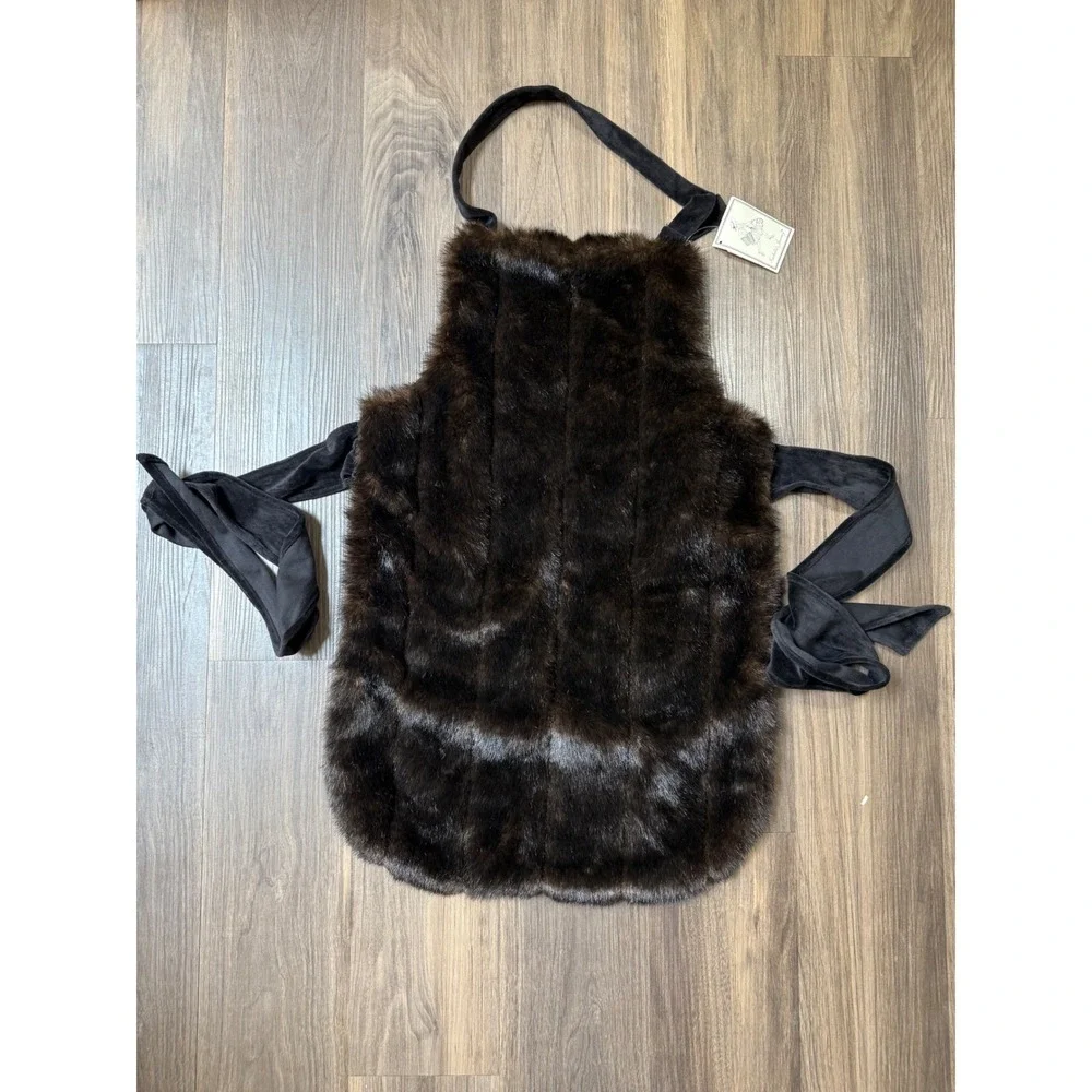 Isabella's Journey Faux Fur Apron Womens OS Espresso Brown Luxury‎ Glam Plush